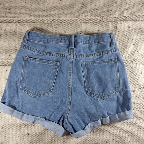 Distressed Denim Women Shorts - Picture 3 of 4